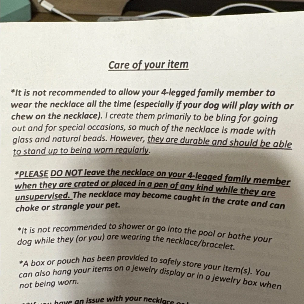 Handmade Beaded Dog Necklace and Matching Owner Bracelet Set - Picture 7 of 9